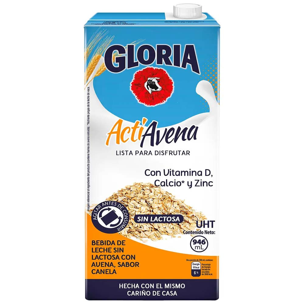 Bebida de Leche UHT GLORIA Actiavena Caja 946ml
