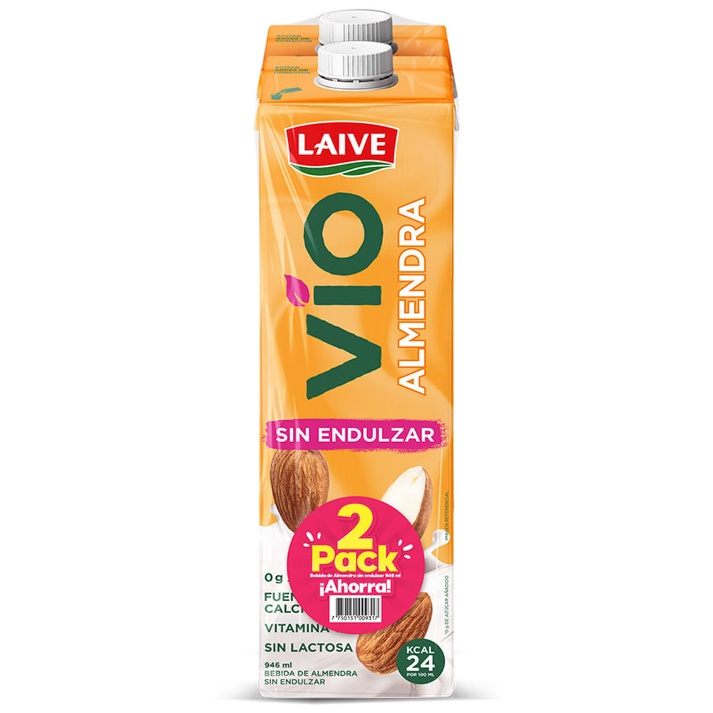 Bebida de Almendras LAIVE Vio sin Endulzar Caja 946ml Paquete 2un