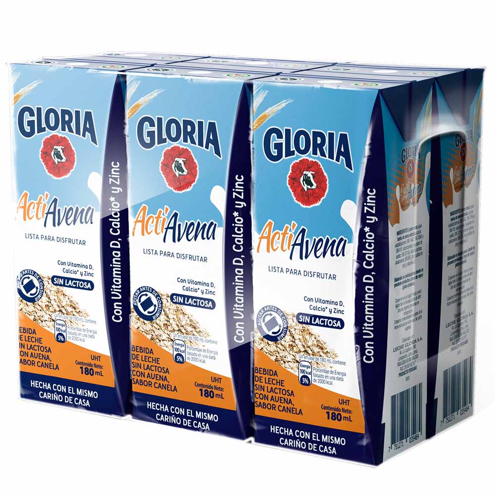 Bebida de Leche UHT GLORIA Niños Activavena Caja 180ml Paquete 6un