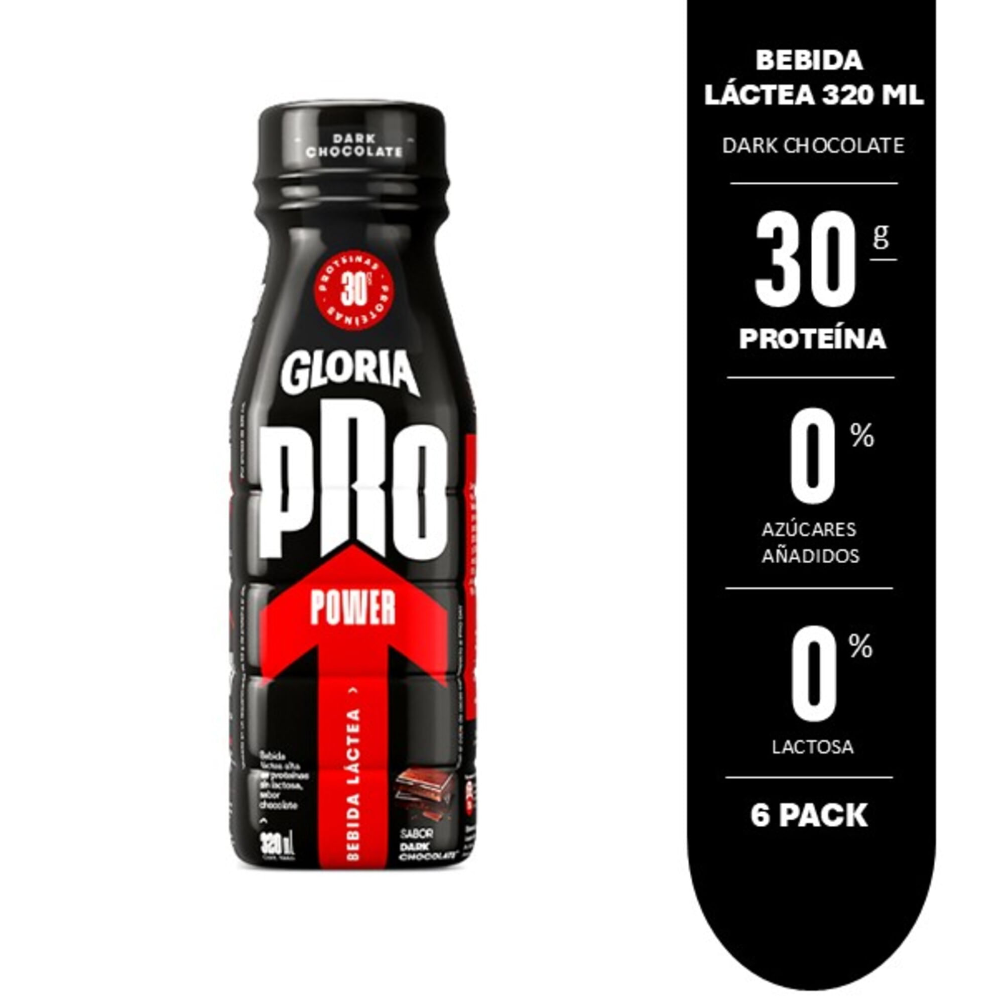 Bebida Láctea GLORIA Pro Power Dark Chocolate Botella 320ml