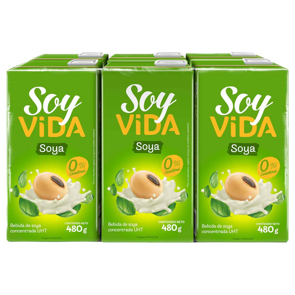 Bebida de Soya SOY VIDA Caja 480g Paquete 6un