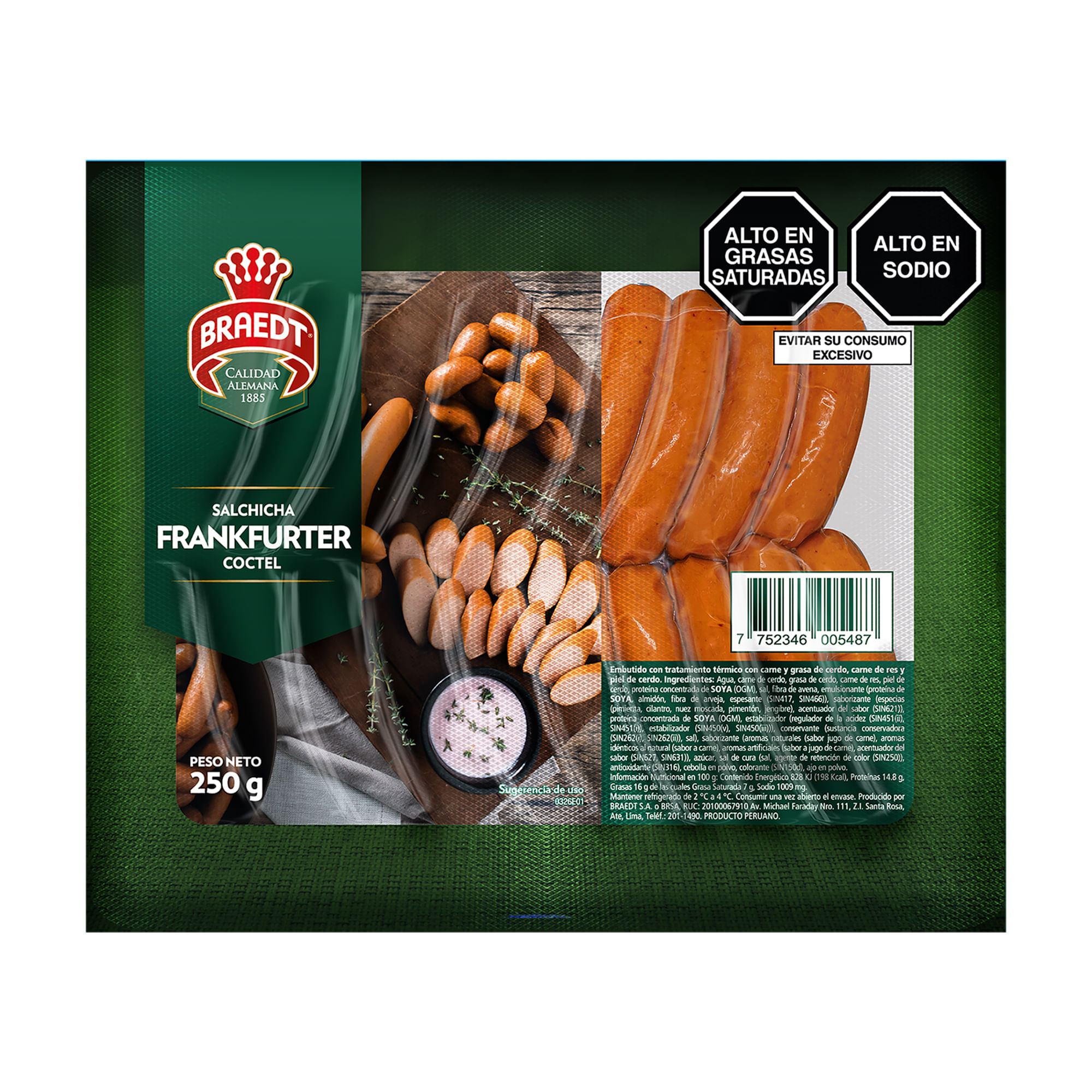 Salchicha Frankfurter Cocktail BRAEDT Paquete 250g