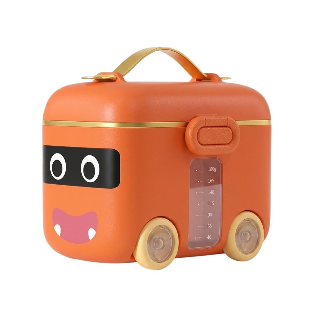 Dispensador de Formula de Leche en Polvo 180gr para Bebés Carrito Naranja
