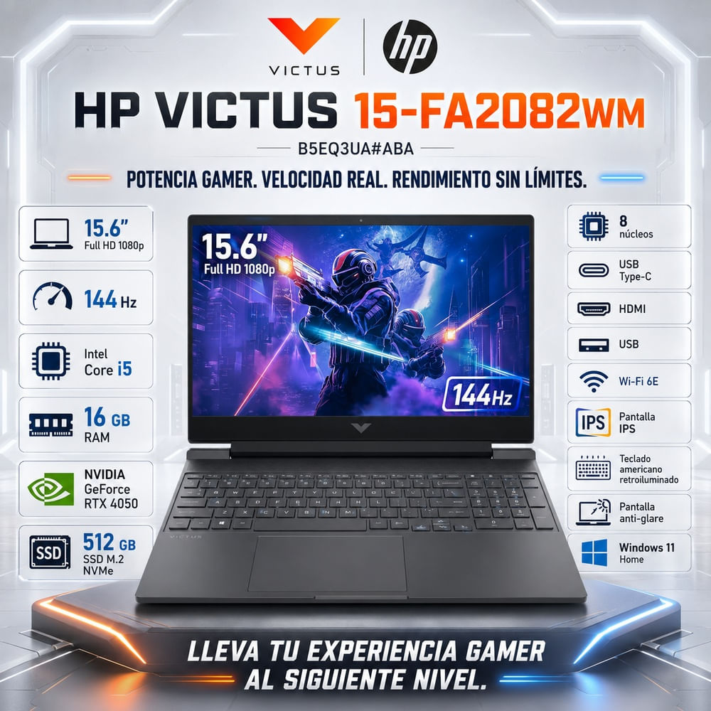 Laptop HP Victus  i5-13420H 16GB 512GB RTX4050 15.6 FHD Grey      15-FA2082WM