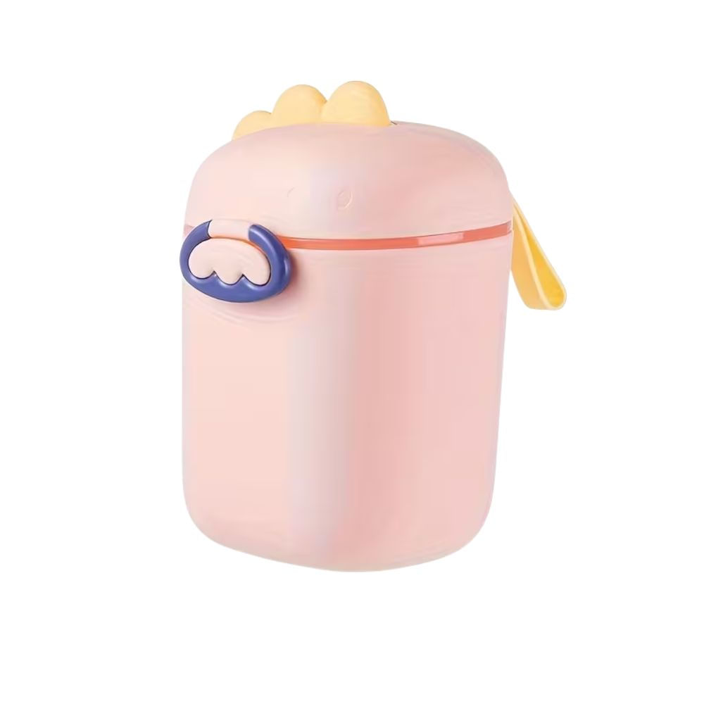 Contenedor de Leche en Polvo Dino Grande Rosado Portátil