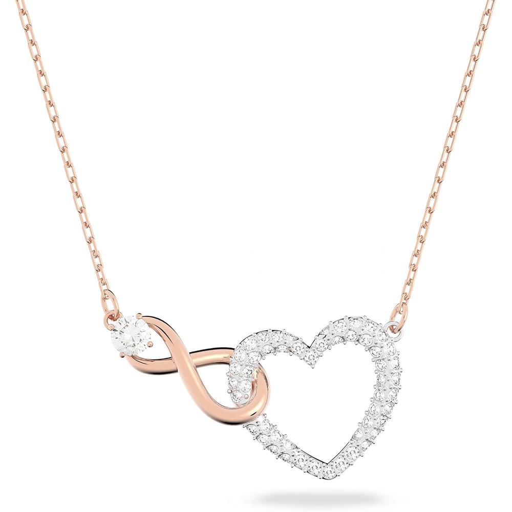 SWAROVSKI COLLAR PENDIENTE INFINITO CORAZÓN HYPERBOLA MIXTO | ORO ROSA