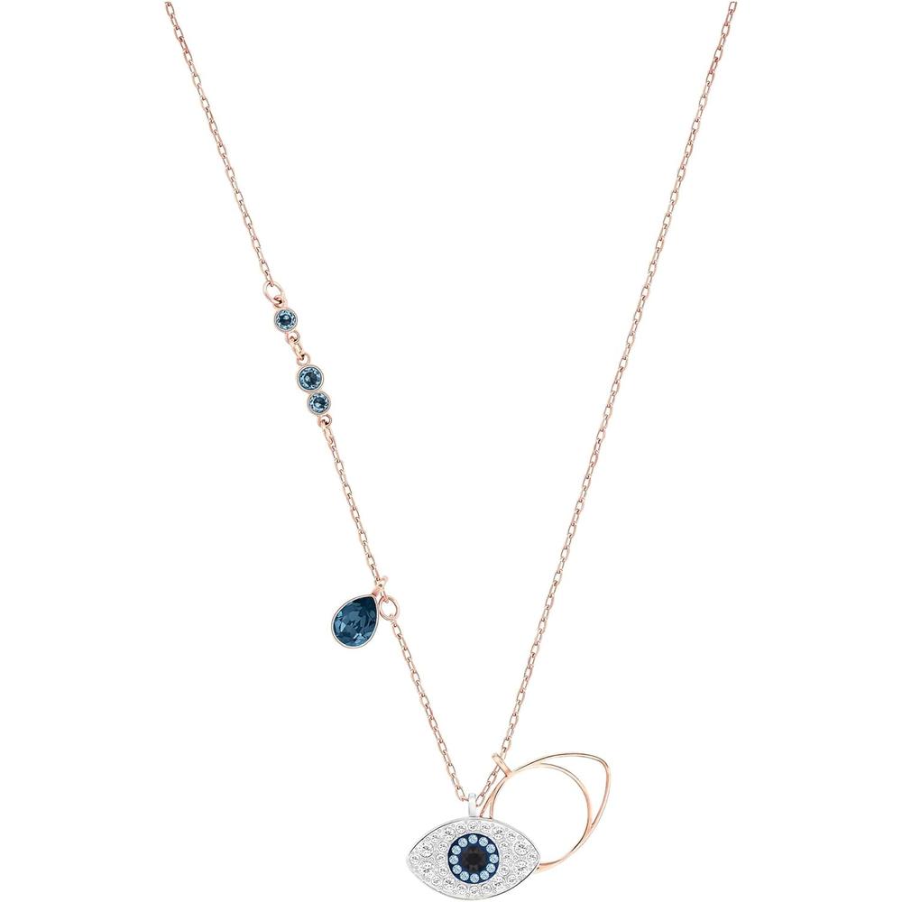 SWAROVSKI COLLAR PENDIENTE EVIL EYE SYMBOLIC ORO ROSA | AZUL/ORO ROSA