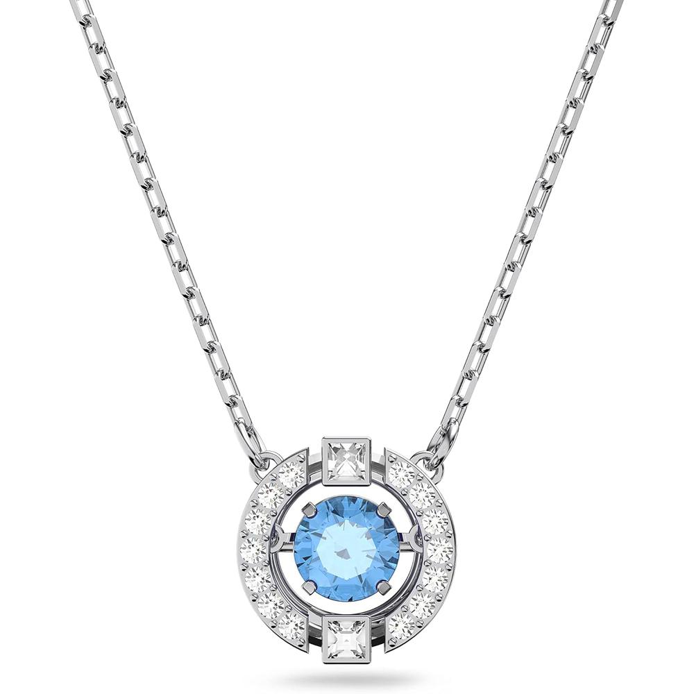 SWAROVSKI COLLAR PENDIENTE UNA RODIO | AZUL/TRANSPARENTE