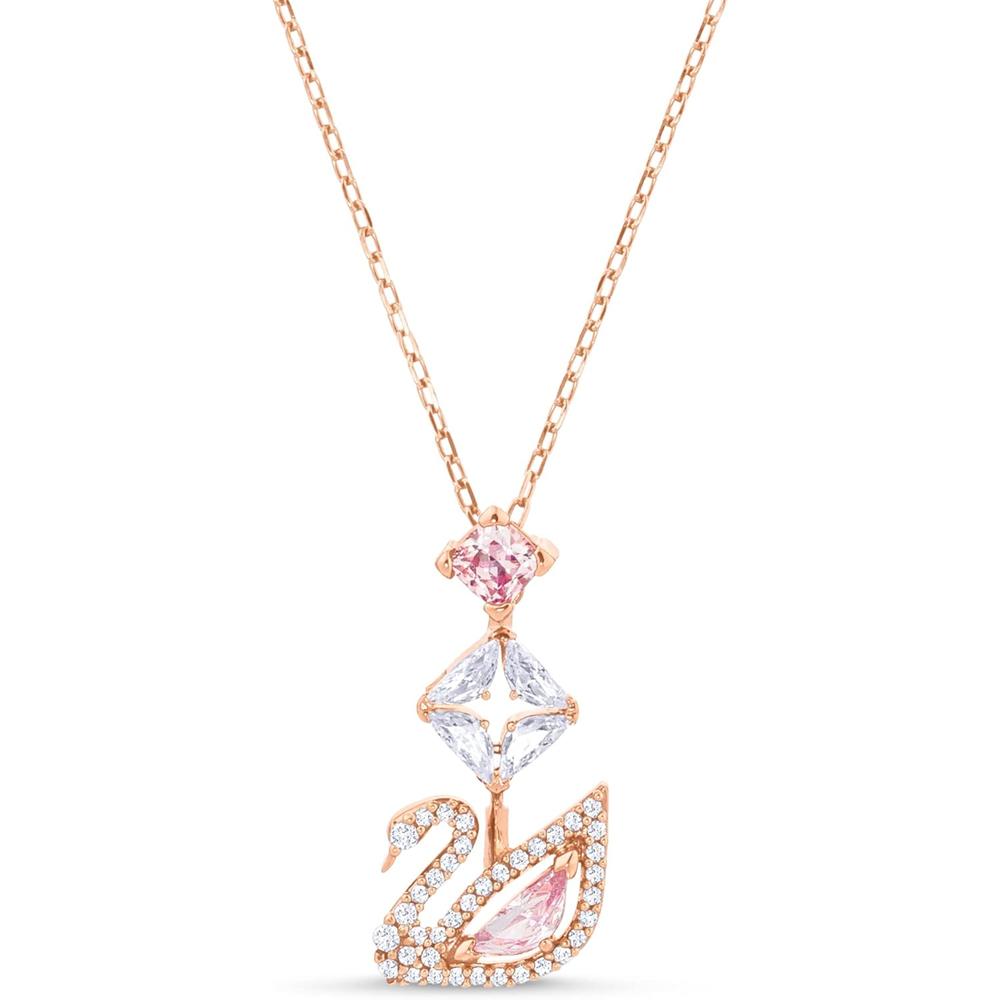 SWAROVSKI COLLAR PENDIENTE SWAN ORO ROSA | ROSADO