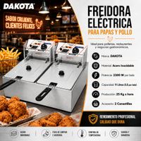 FREIDORA ELÉCTRICA CON ACEITE 11 LITROS AUTOMÁTICA DOBLE POZA DAKOTA EF-552-1
