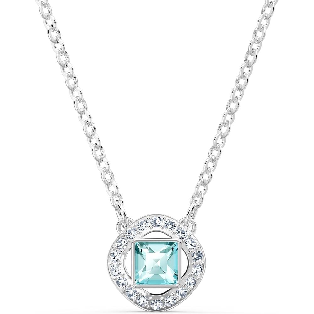 SWAROVSKI COLLAR PENDIENTE ANGELIC SQUARE RODIO | AZUL AGUA