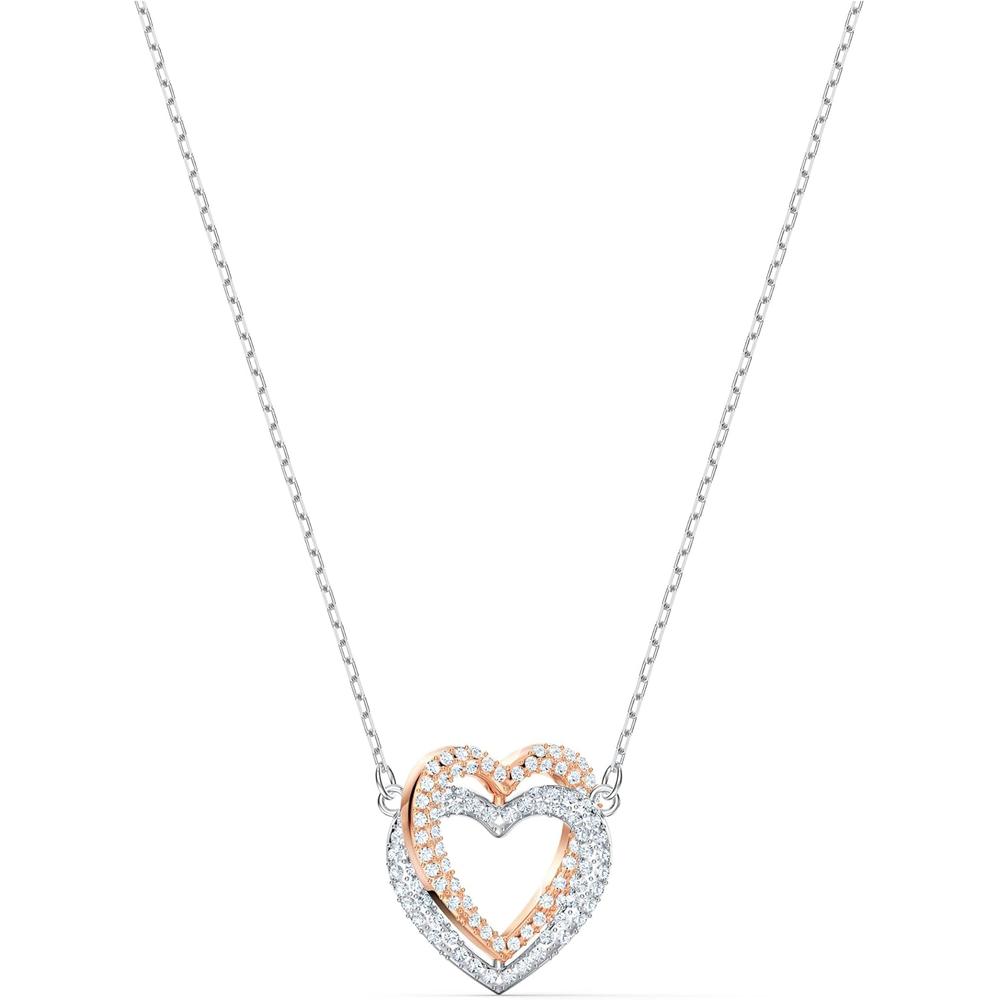 SWAROVSKI COLLAR PENDIENTE CORAZÓN HYPERBOLA MIXTO | ORO ROSA / PLATEADO