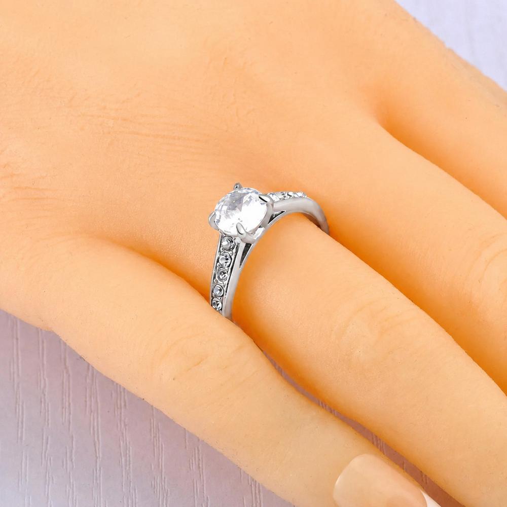 ANILLO DE COMPROMISO ROYAL SILVER PLATEADO ARO PEDIDA DE MANO DISEÑO DE LUJO MUJER GENIEKA
