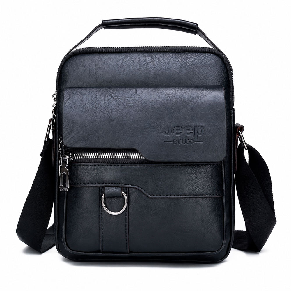 Morral Jeep Negro Pequeño 19x21 cm Bandolera Hombre PU