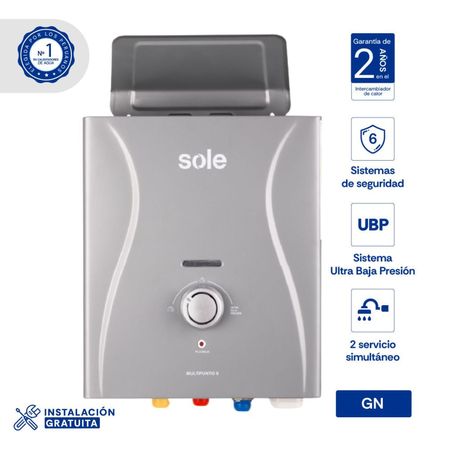 Terma a Gas Sole 8L Modelo SOLEGASNM08C Acero Galvanizado Color Gris