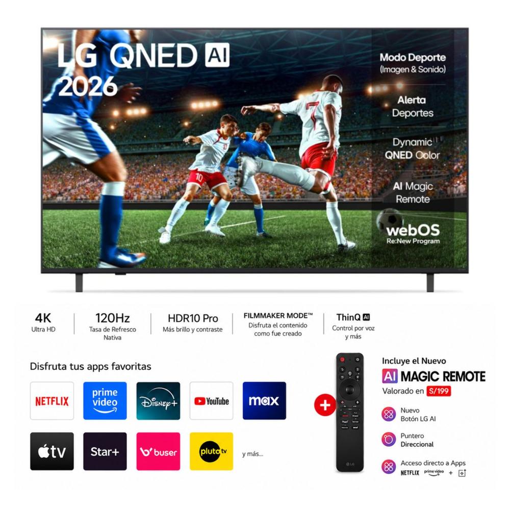 LG QNED 50 4K UHD Smart TV con AI  Modelo 50QNED73ASA 2026