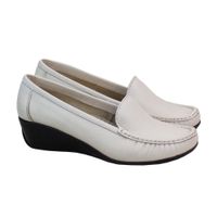 Mocasin Taco Cuña Mujer Corelli Larisa Cuero Vainilla