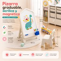 Pizarra acrílica y magnética para niños plegable porta plumones verde soporta hasta 25kg