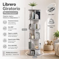 Librero giratorio 360grados para niños gris 53 x 164 cm