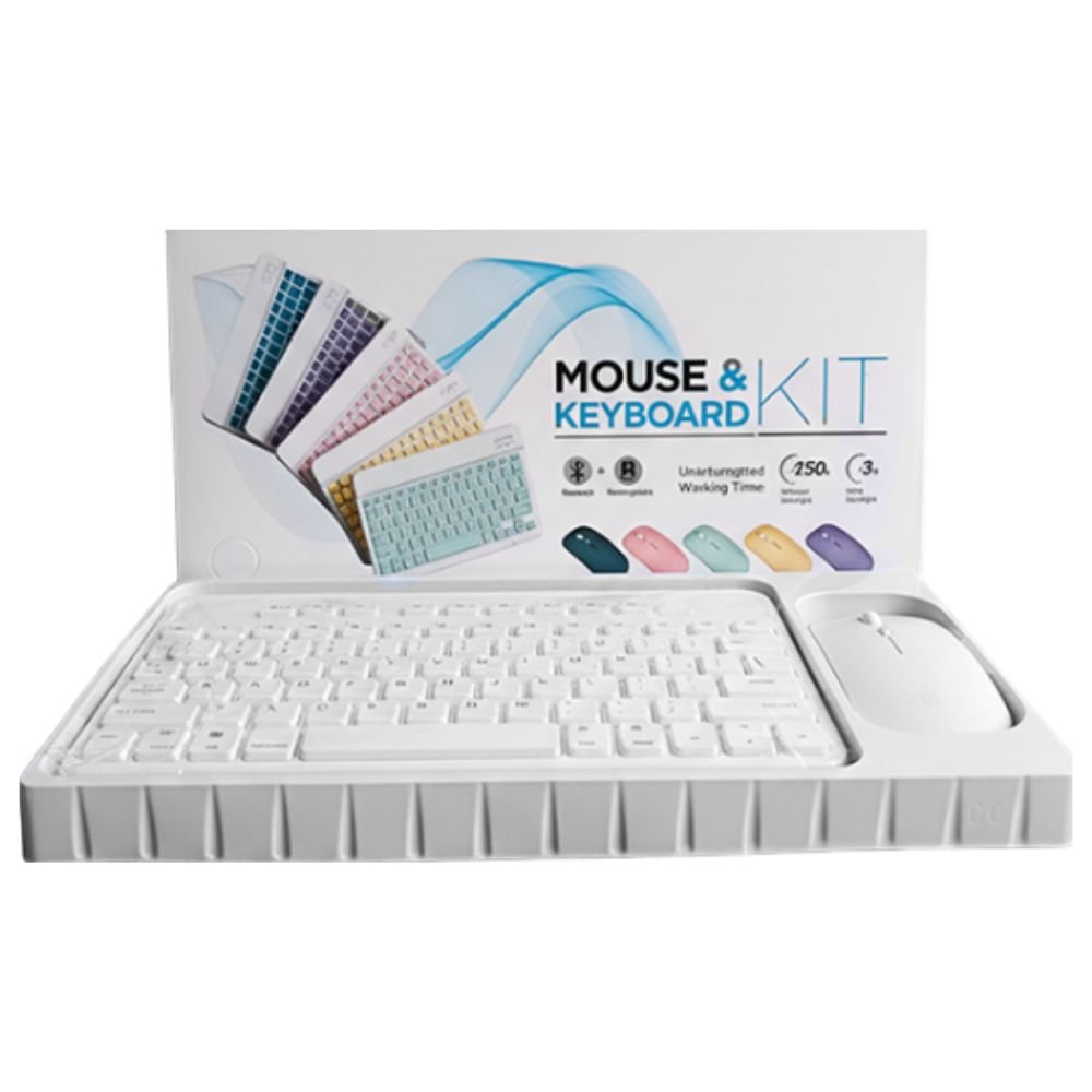 Teclado con Mouse Inalambrico Recargable Blanco
