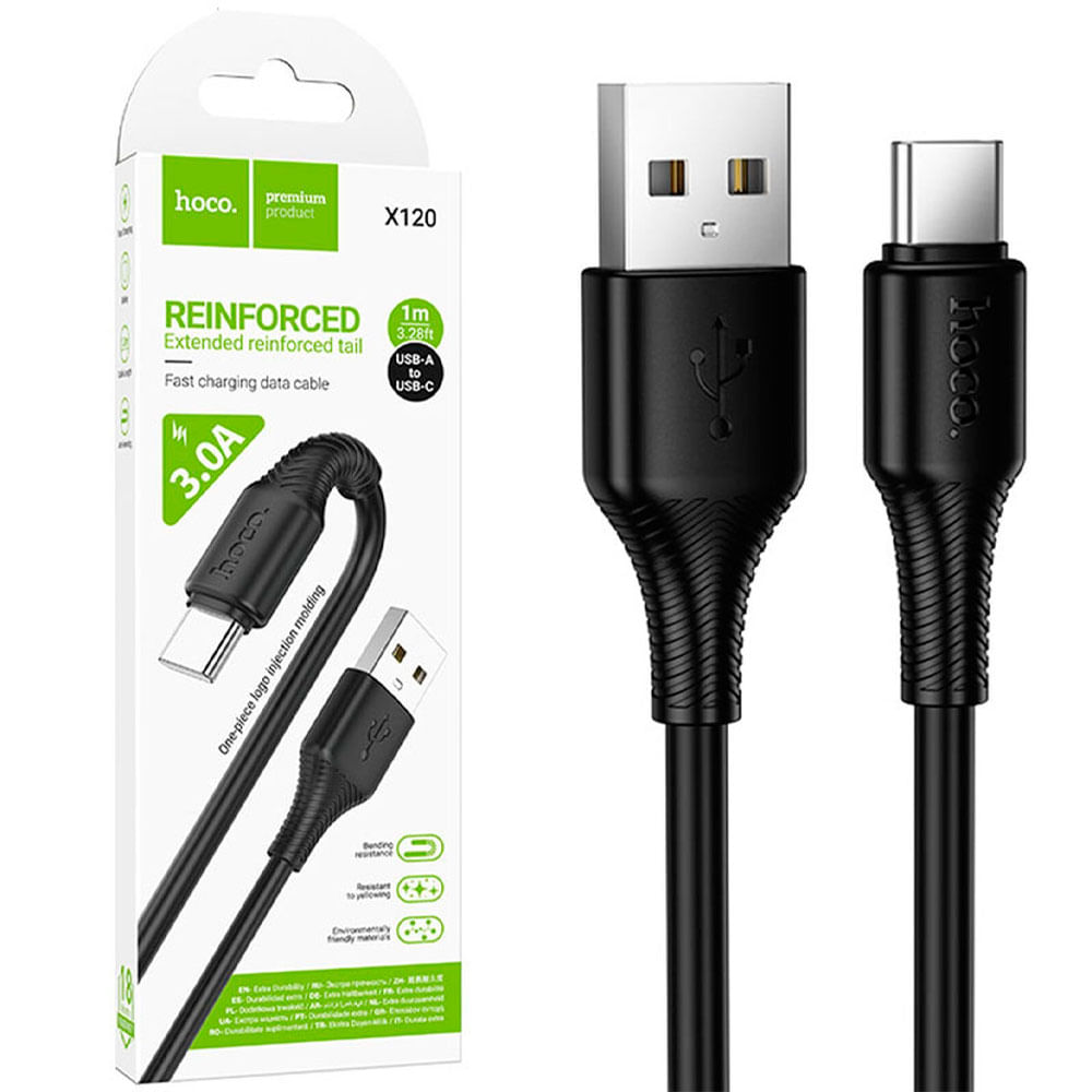 Cable Hoco X120 USB A a Tipo C 1M Carga Rápida 3A Negro