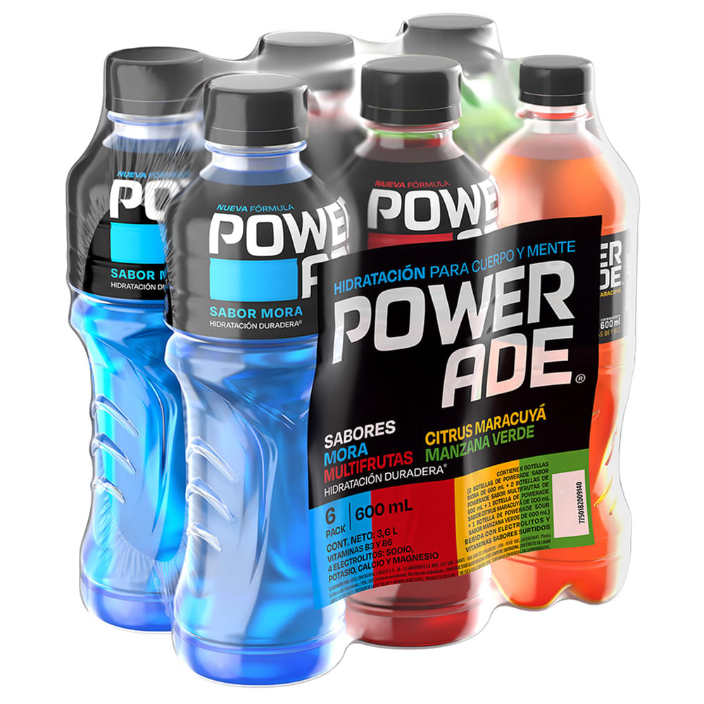Bebida Rehidratante POWERADE Multisabor Botella 600ml Paquete 6un