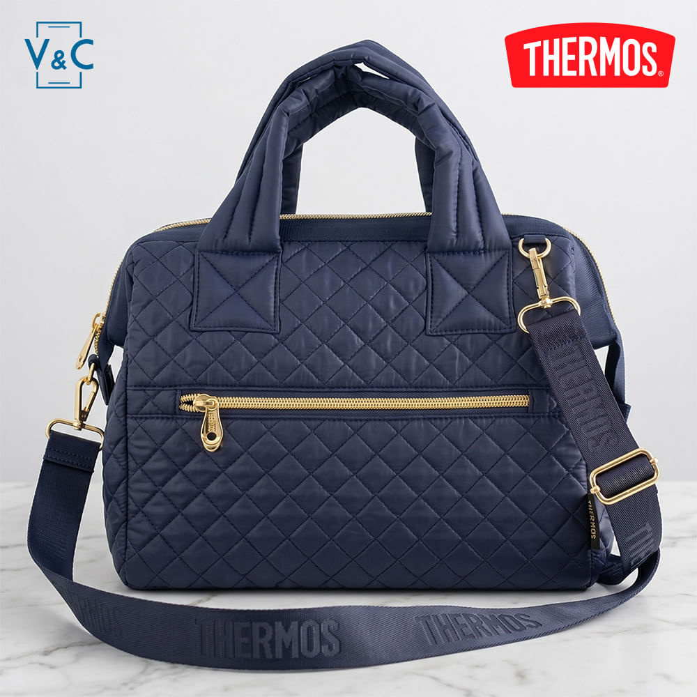 Lonchera Ejecutiva Thermos Termica Quilted Azul Marino