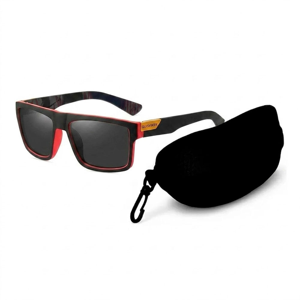 Quisviker Lentes de Sol Polarizados Negro Rojo UV400 Unisex