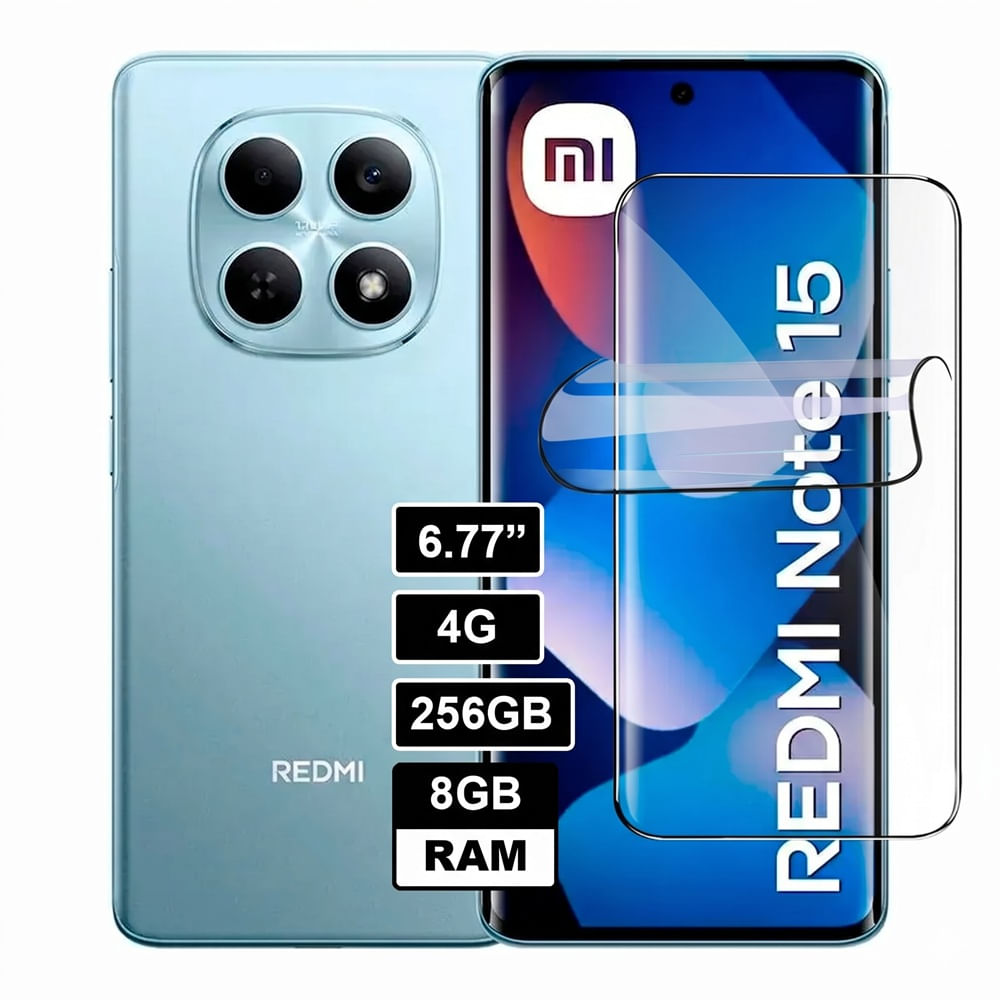 Redmi Note 15 4G 8Gb Ram Azul Glaciar 256Gb Rom con Mica Hidrogel Registrado