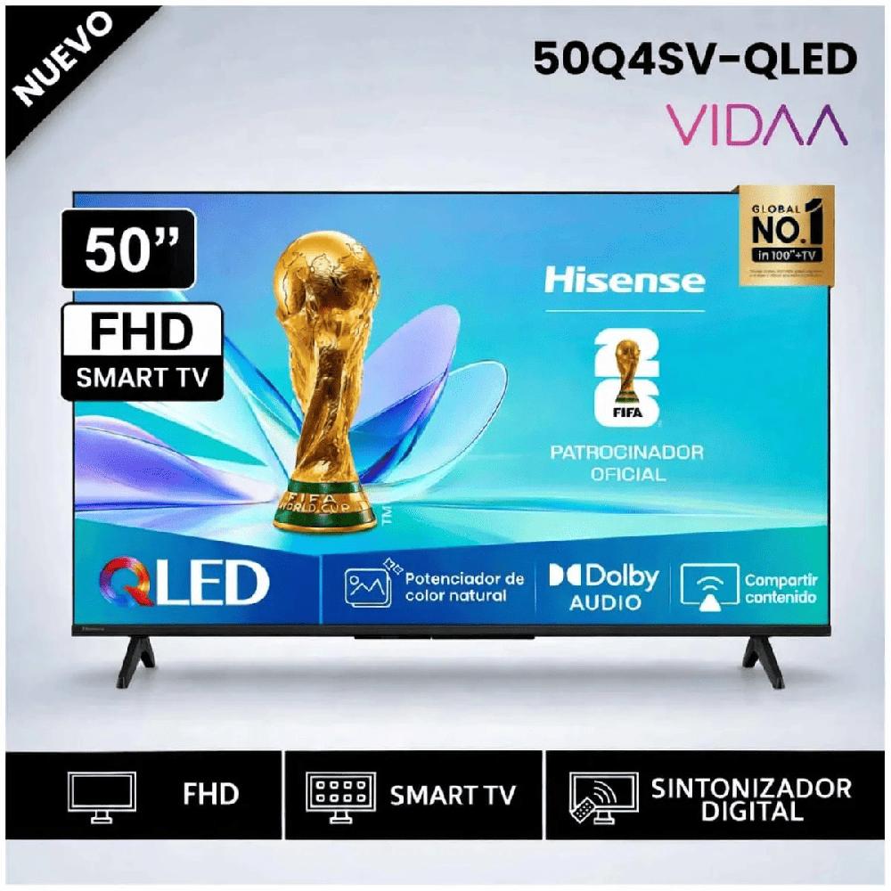 TELEVISOR HISENSE 50 PULGADAS QLED FHD SMART TV 50Q4SV - 2 REGALOS Nuevo Modelo