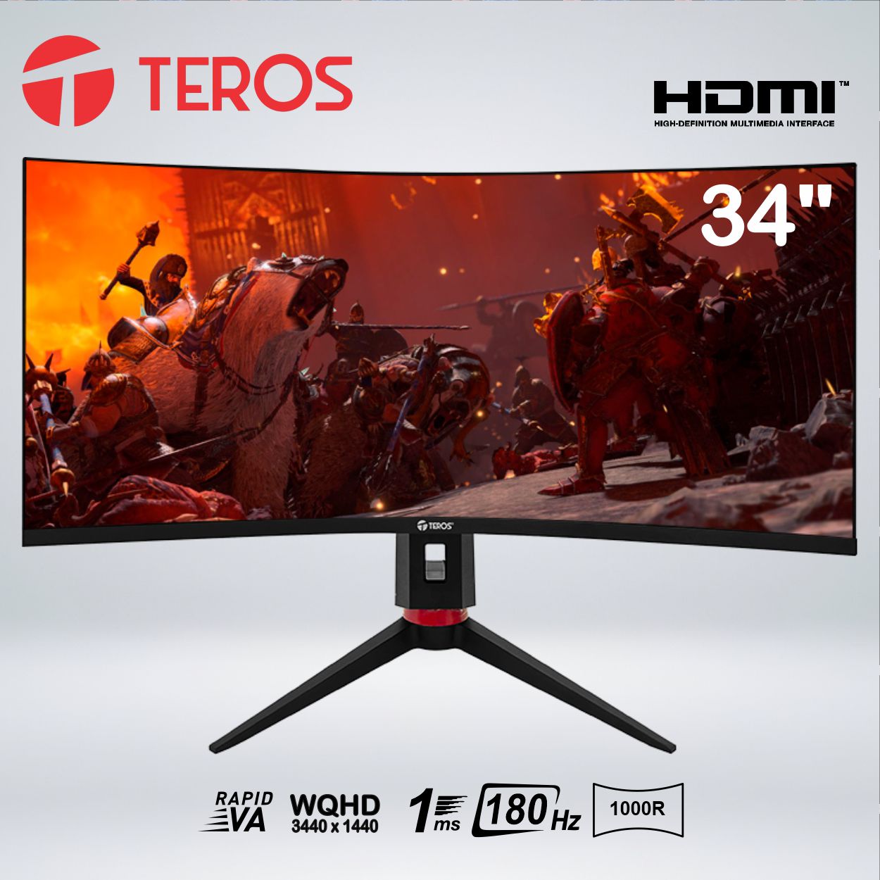 MONITOR GAME CURVO TE-3412G ULTRA WIDE QHD 34'' VA 180hz 1ms 1000R HDR