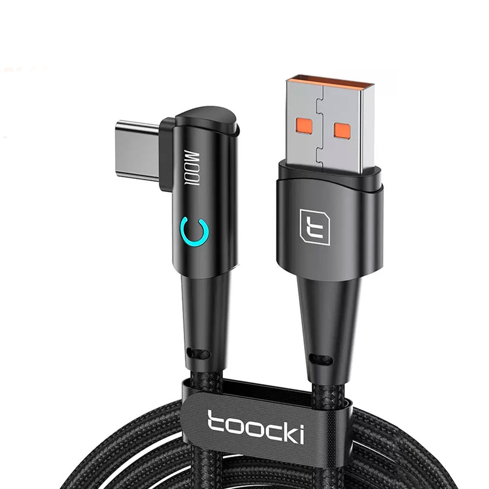 Cable Toocki USB A a USB C 3m 100W 90 Grados Trenzado