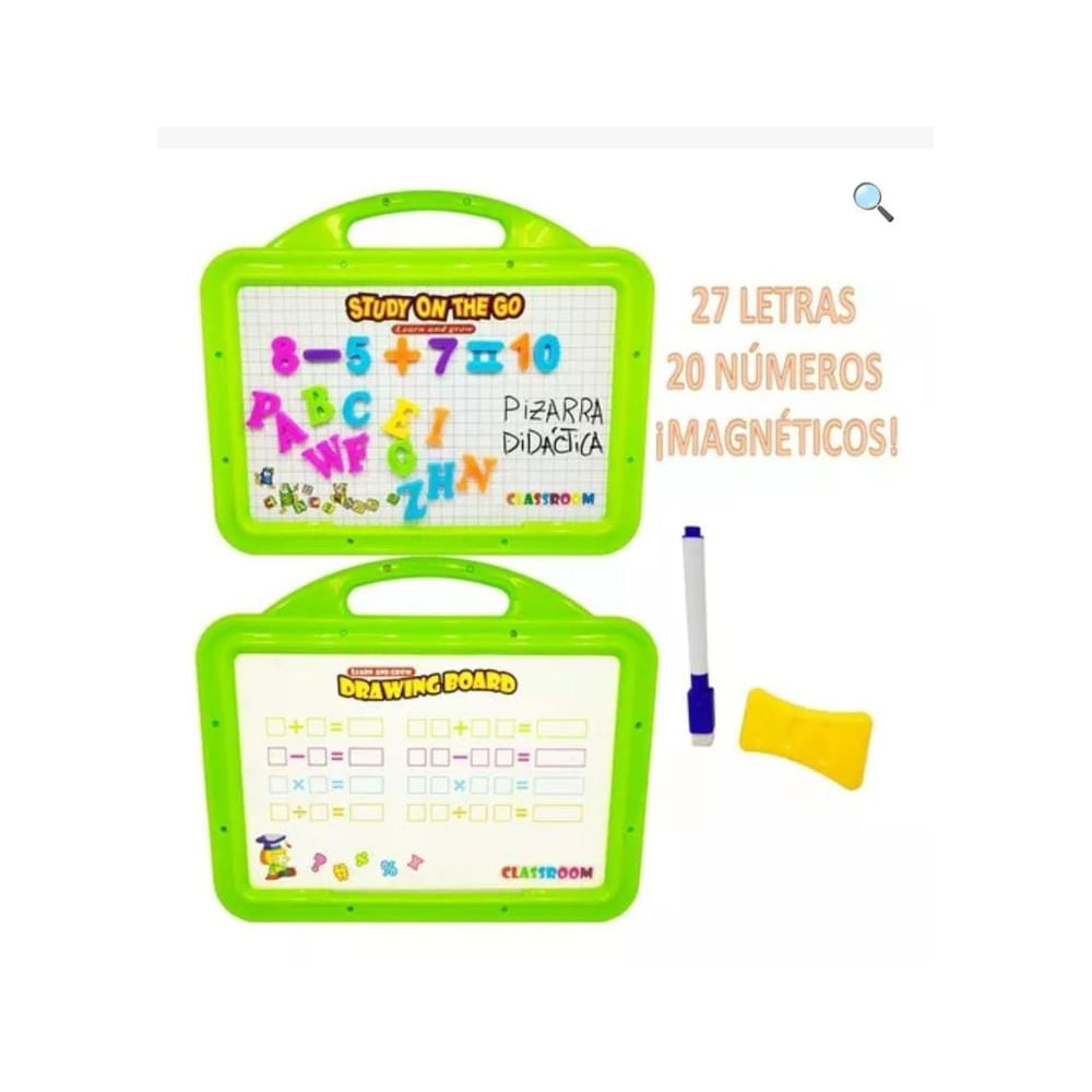 PIZARRA DIDÁCTICA MAGNÉTICA 2 EN 1 CON LETRAS Y NÚMEROS Verde