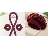 SET DE GORRO SATIN + ONDULADOR VINO PREMIUM