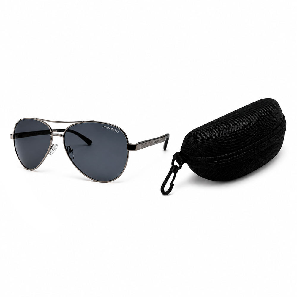 Lentes De Sol Romaceti 234P Polarizados Negro Plateado UV400