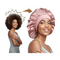 GORRO DE SATIN PARA DORMIR CABELLO LISO Y RIZADO EVITA ENREDOS PALO ROSA