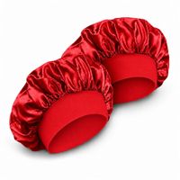 2 GORROS DE SATIN PARA DORMIR CABELLO LISO Y RIZADO ROJO