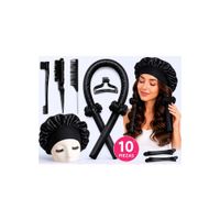 SET DE GORRO SATIN + ONDULADOR NEGRO TOP PREMIUM MUJER