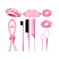 SET DE GORRO SATIN + ONDULADOR ROSADO TOP PREMIUM MUJER