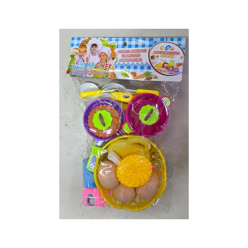 SET DE COCINA INFANTIL UTENSILIOS Y ALIMENTOS DE JUGUETE Multicolor