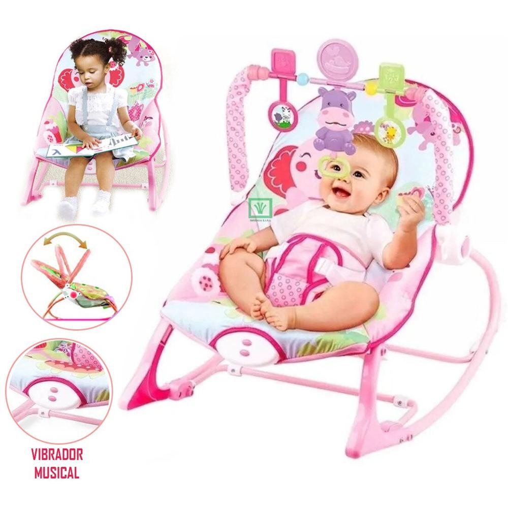 Silla Mecedora Musical Elefante Rosado