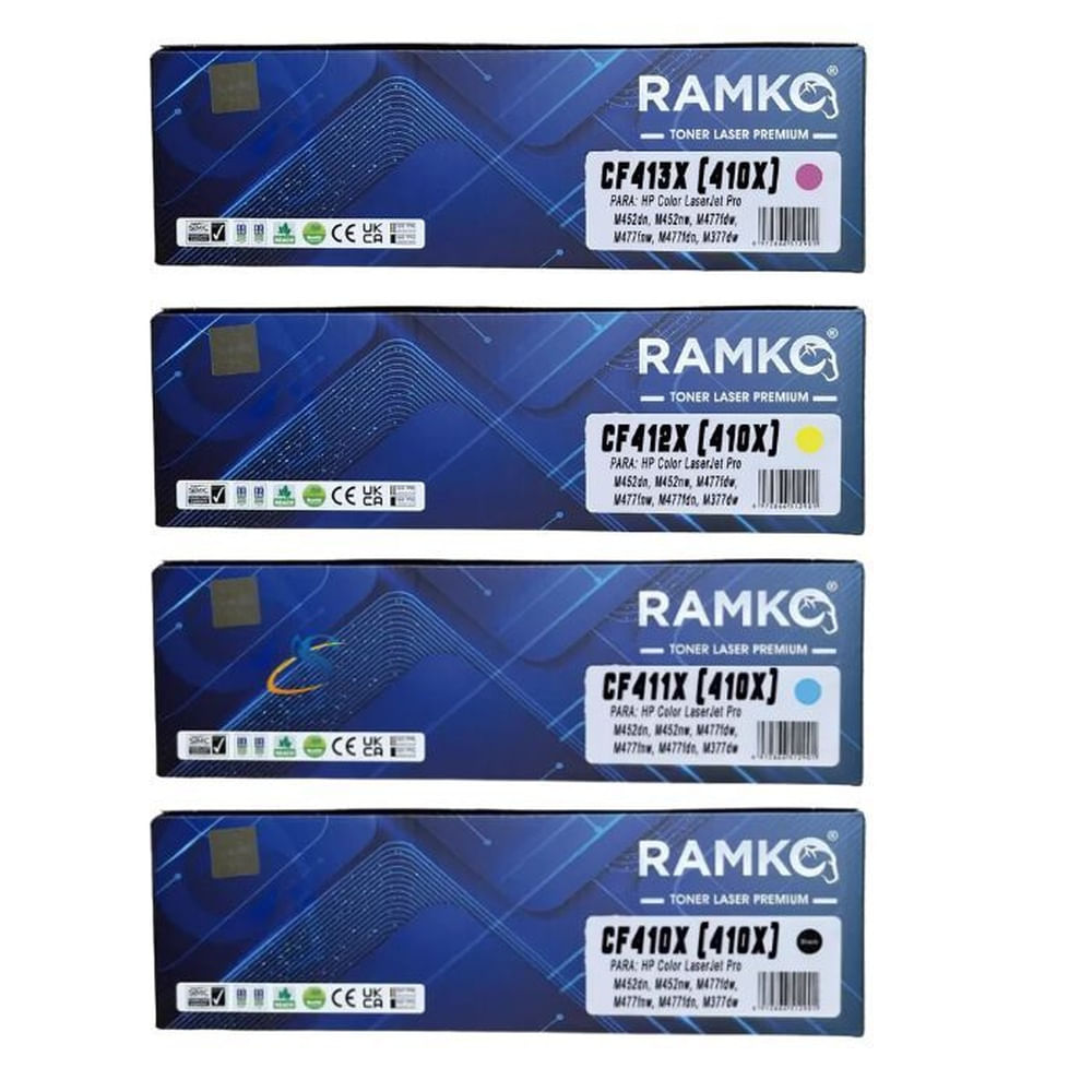 KIT TONER COMPATIBLE PARA HP 410X NEGRO Y COLORES