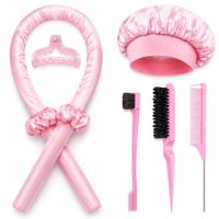 SET DE GORRO SATIN + ONDULADOR ROSADO MUJER
