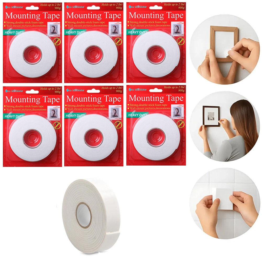 6 Cintas de Montaje de Doble Contacto Heavy Duty 900g