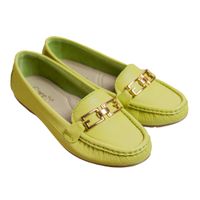 Mocasin Chato Mujer Corelli Thais Cuero Limon