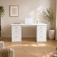 Escritorio De Melamina Moderno Con 6 Cajones Blanco Muebleo.pe
