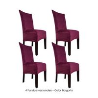 4 Fundas Nacionales de Terciopelo para Silla Recta - Borgoña