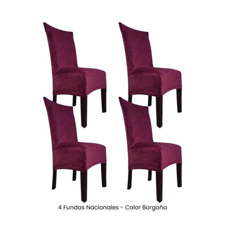 4 Fundas Nacionales de Terciopelo para Silla Recta - Borgoña Vino