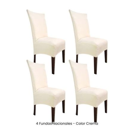 4 Fundas Nacionales de Terciopelo para Silla Recta - Crema Crema