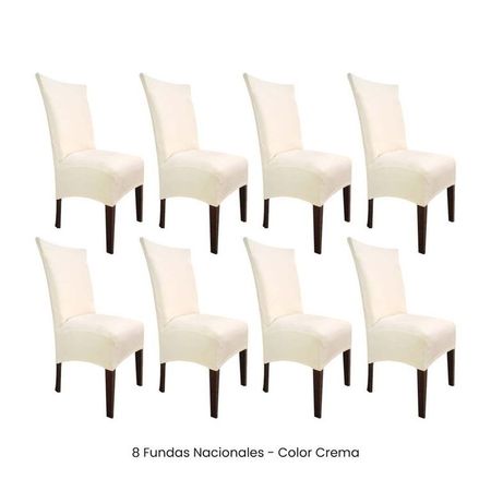 8 Fundas Nacionales de Terciopelo para Silla Recta - Crema Crema